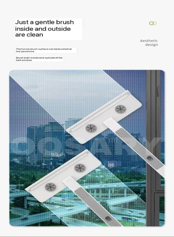 OOSARY 4 in 1 Window Screen Cleaner Magic Window Cleaning Brush Pet Hair Remover Grout Brush Scrubber Window Mesh Screen Cleaner & Squeege Window Cleaning - Image 3